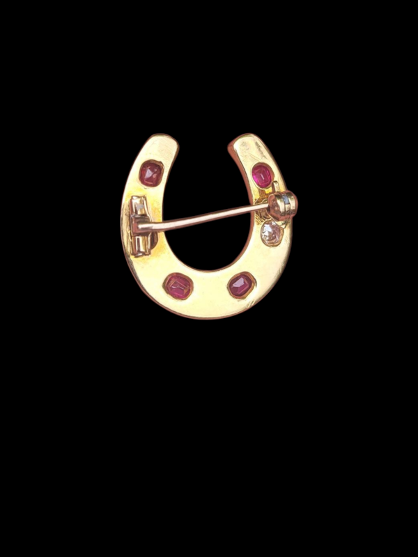 Antique old cut ruby and diamond horseshoe SKU: 8292 DBGEMS - image 3