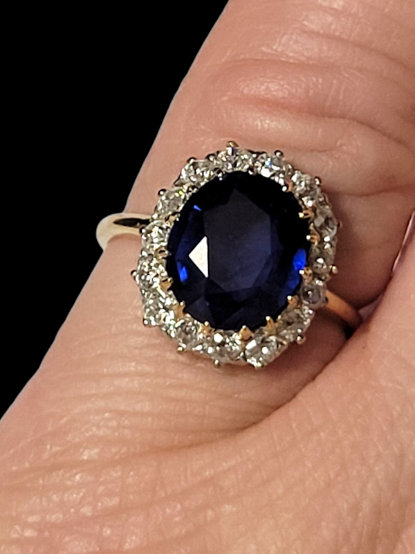 Sapphire and diamond cluster engagement ring SKU: 8289 DBGEMS - image 1