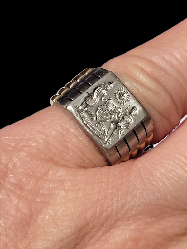 Rare antique Platinum and 18ct yellow gold signet ring SKU: 8287 DBGEMS - image 4