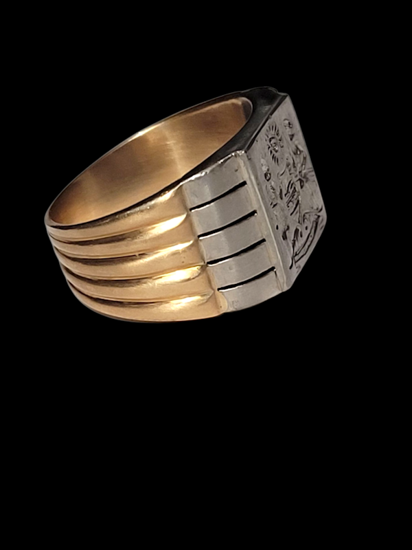 Rare antique Platinum and 18ct yellow gold signet ring SKU: 8287 DBGEMS - image 3