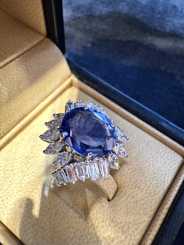 4.50ct Natural Blue Sapphire & 1.80ct Diamond Ring - image 10