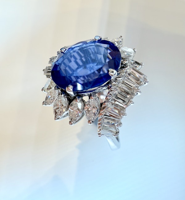 4.50ct Natural Blue Sapphire & 1.80ct Diamond Ring - image 9