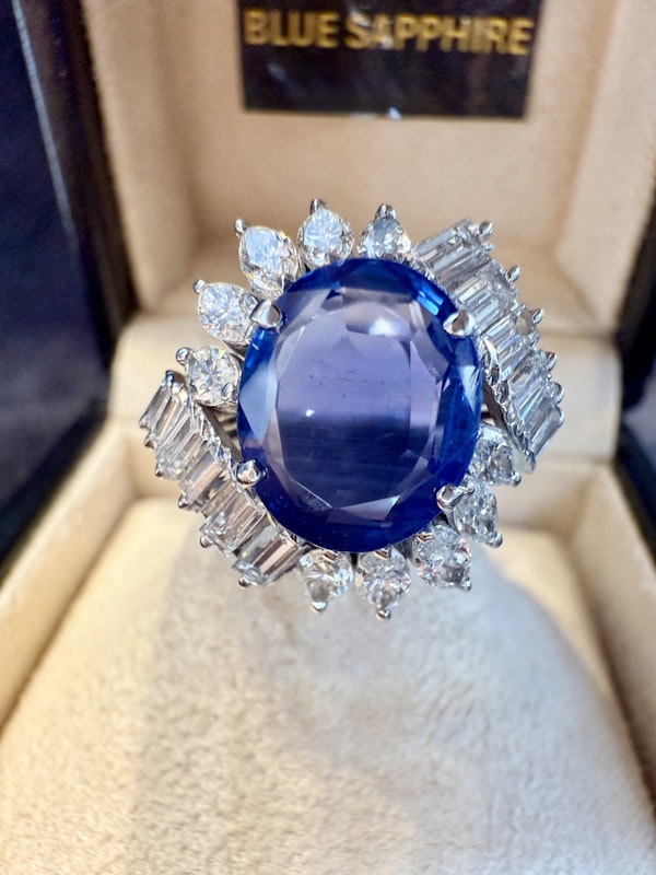 4.50ct Natural Blue Sapphire & 1.80ct Diamond Ring - image 7