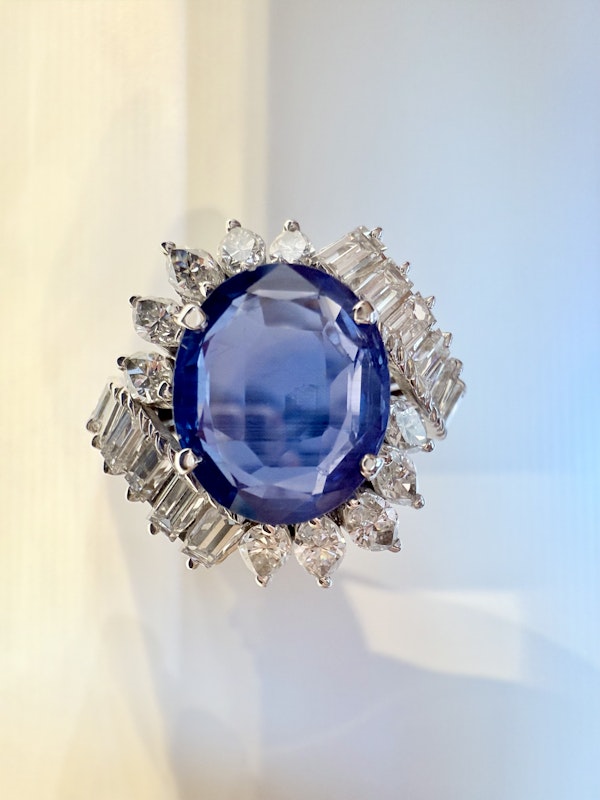 4.50ct Natural Blue Sapphire & 1.80ct Diamond Ring - image 3