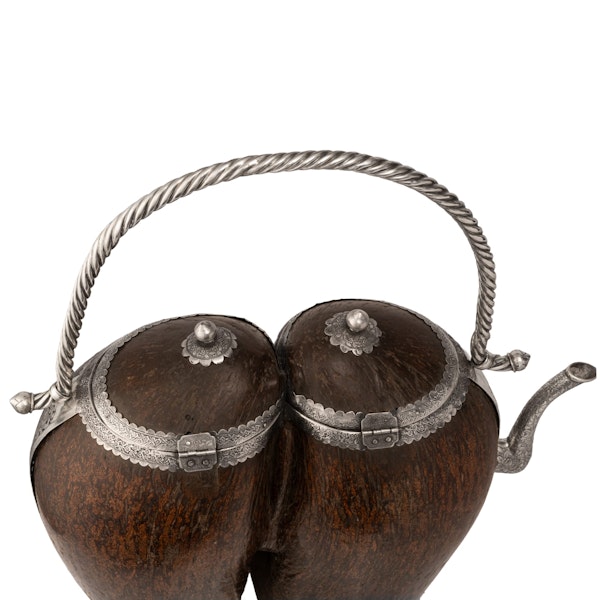 19th century Chinese Straits silver mounted coco-de-mer in the form of an ewer or teapot. - image 6