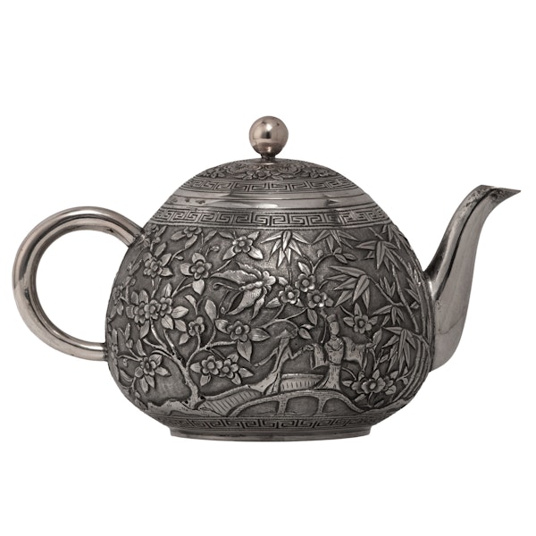 Straits Chinese Silver teapot, 19th century (1870-1910 circa), Canton, mark of Da Xing - image 3