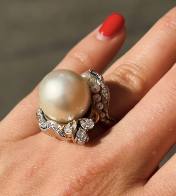 South Sea Pearl and Diamond Ring - image 6