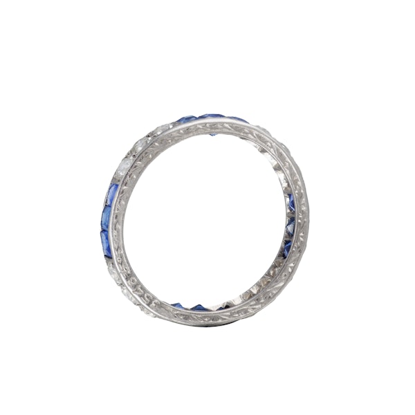 Sapphire & Diamond Platinum Eternity Ring | Art Deco c.1930s - image 2