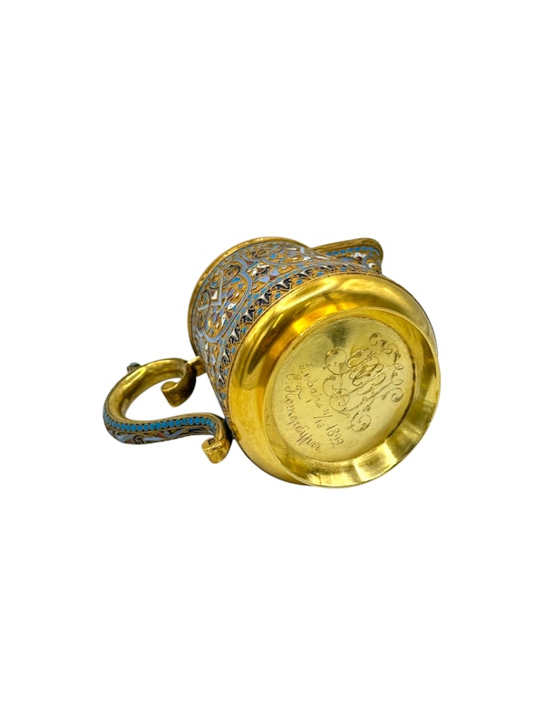 Russian silver gilt and cloisonné enamel creamer by Ivan Saltiov, Moscow c.1890s. - image 6