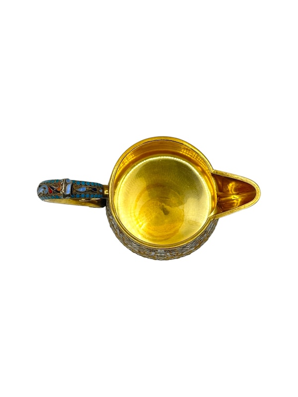 Russian silver gilt and cloisonné enamel creamer by Ivan Saltiov, Moscow c.1890s. - image 5