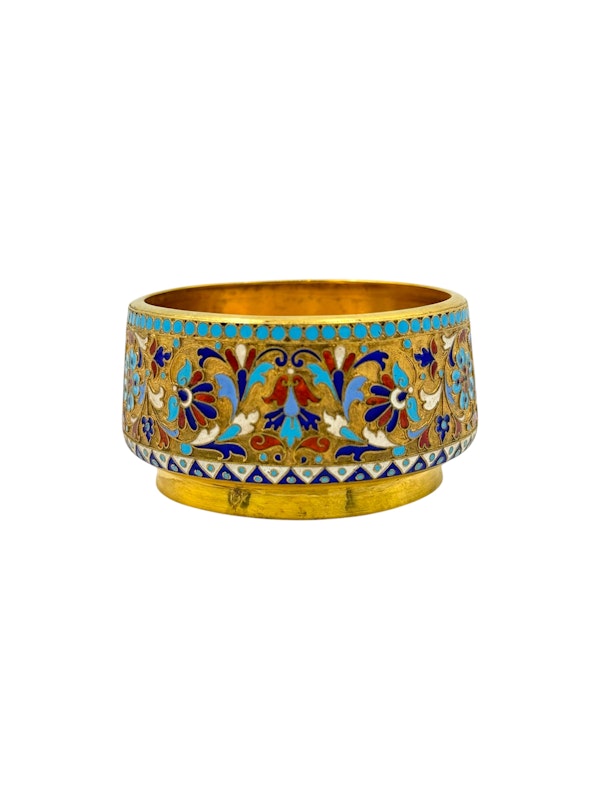 Russian silver gilt and cloisonné enamel salt, Moscow, 1900s. - image 4