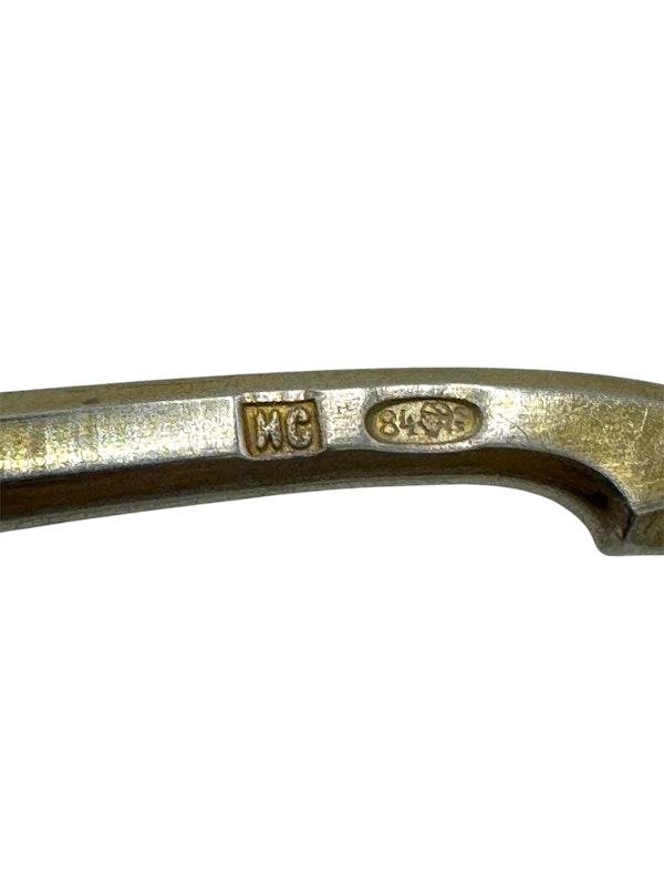 Antique Russian silver cloisonné and shaded enamel spoon by Ivan Saltiov, Moscow c.1900. - image 3