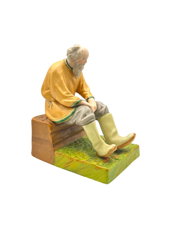 Russian porcelain figure of an old man sitting by Dimetrov Factory after famous gardener producer, c1930s. - image 4