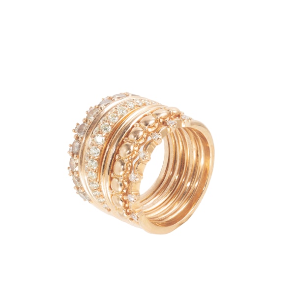 Seven Band 2ct Diamond Ring | 18ct Rose Gold | Italian c.1980s - image 1