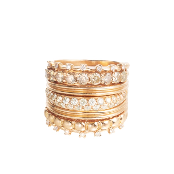 Seven Band 2ct Diamond Ring | 18ct Rose Gold | Italian c.1980s - image 2