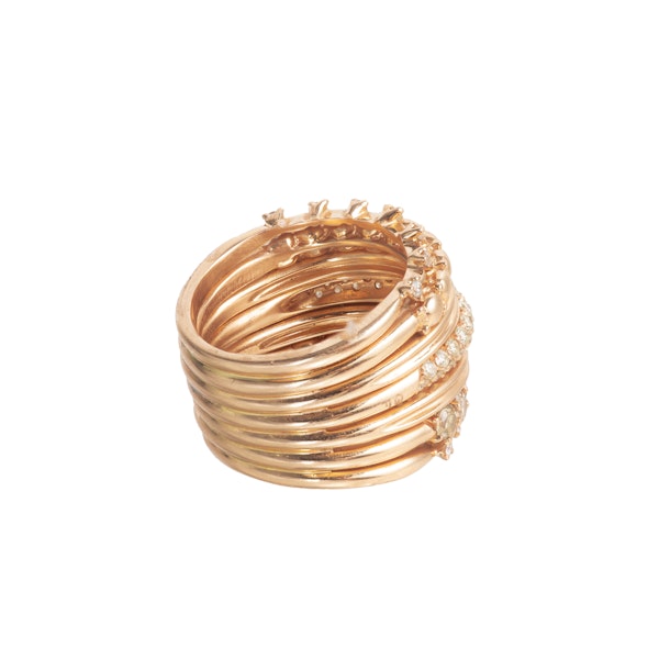 Seven Band 2ct Diamond Ring | 18ct Rose Gold | Italian c.1980s - image 3