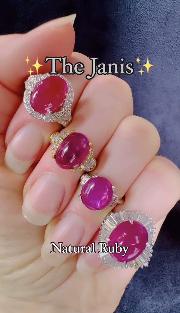 6.70ct Natural Cabochon Ruby & 0.57ct Diamond Ring. - image 4