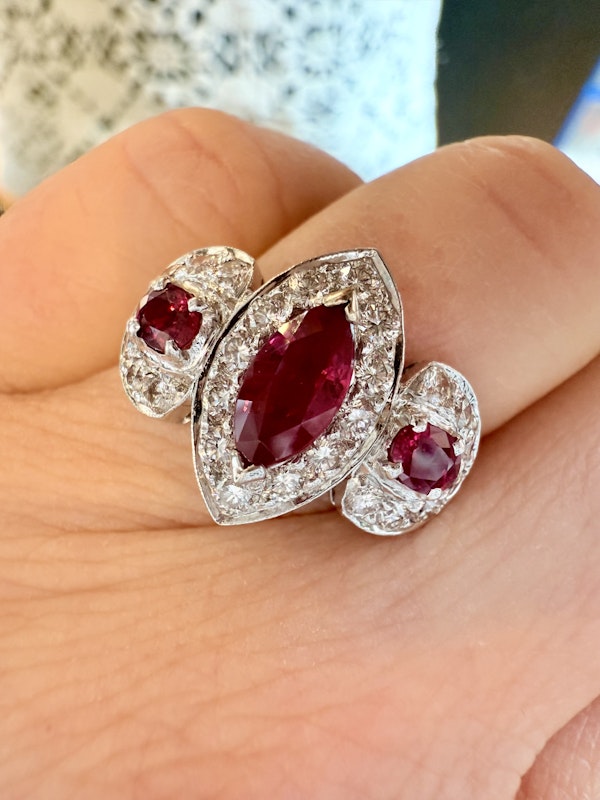 0.80ct Natural Ruby & 1.00ct Diamond Ring - image 8