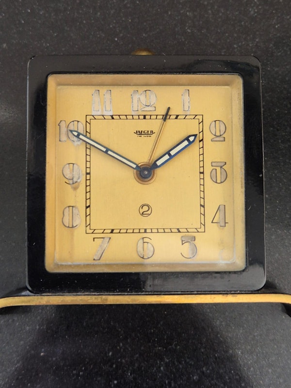 Vintage Jaeger Mechanical Desk Alarm Clock with Original Box - image 2