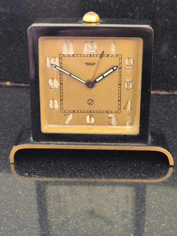 Vintage Jaeger Mechanical Desk Alarm Clock with Original Box - image 6