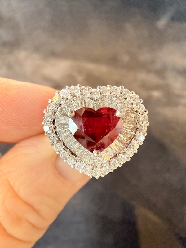 1.63ct Natural Ruby & 1.25ct Diamond Ring - image 7