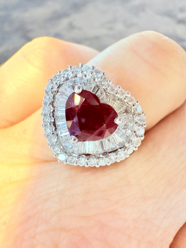 1.63ct Natural Ruby & 1.25ct Diamond Ring - image 8