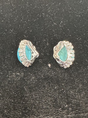 Beautiful Natural Turquoise and diamond earrings