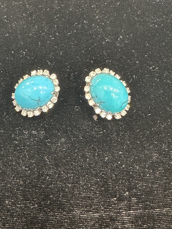 Beautiful Natural Turquoise and diamond earrings - image 2