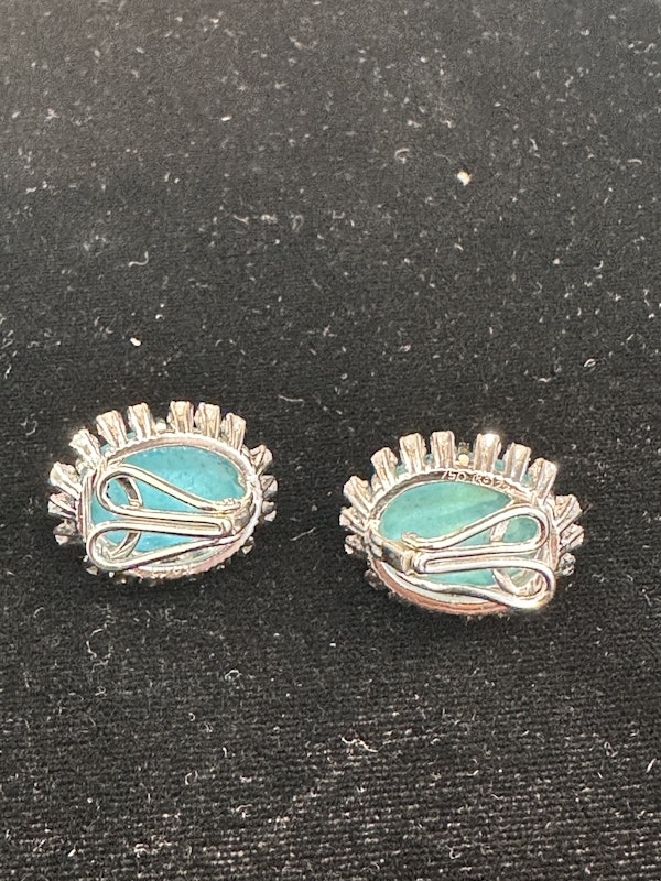 Beautiful Natural Turquoise and diamond earrings - image 4
