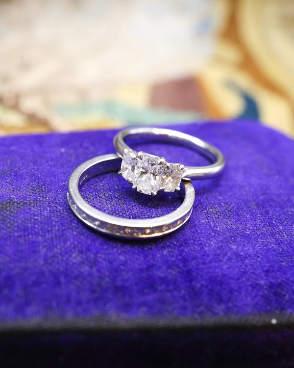 Downstairs at Grays: Platinum, Phoenix Cut, Three Stone Diamond Ring with the option of a matching Eternity Ring, Preowned - image 2