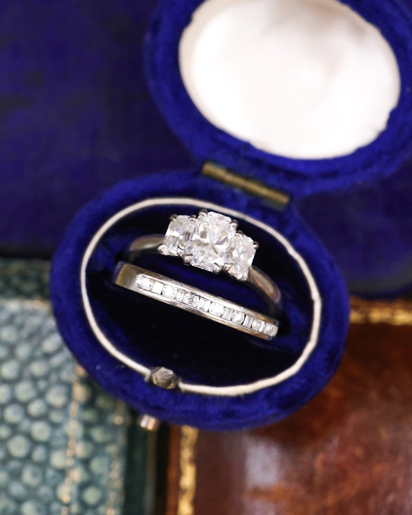 Downstairs at Grays: Platinum, Phoenix Cut, Three Stone Diamond Ring with the option of a matching Eternity Ring, Preowned - image 1