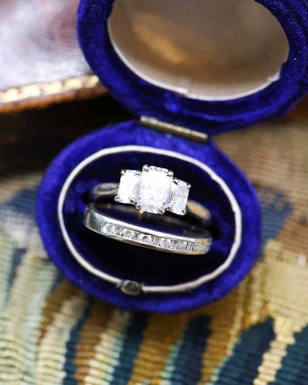 Downstairs at Grays: Platinum, Phoenix Cut, Three Stone Diamond Ring with the option of a matching Eternity Ring, Preowned - image 3