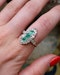Downstairs at Grays: A fine 18 ct. Yellow Gold, Navette shaped ring set with three Octagonal Step Cut Natural Emeralds & numerous Diamonds, with Diamond set shoulders. English. Circa 1870. - image 5