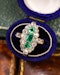 Downstairs at Grays: A fine 18 ct. Yellow Gold, Navette shaped ring set with three Octagonal Step Cut Natural Emeralds & numerous Diamonds, with Diamond set shoulders. English. Circa 1870. - image 4