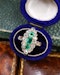 Downstairs at Grays: A fine 18 ct. Yellow Gold, Navette shaped ring set with three Octagonal Step Cut Natural Emeralds & numerous Diamonds, with Diamond set shoulders. English. Circa 1870. - image 6