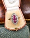 Downstairs at Grays: A very fine 18ct Yellow Gold & Silver, Navette Shaped, Three Stone, Natural Untreated Burma Ruby &  Diamond Cluster Ring. Circa 1880 - image 4
