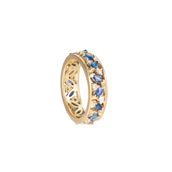 Sapphire and Diamond Eternity Ring | 18ct Gold | English 1991 - image 2