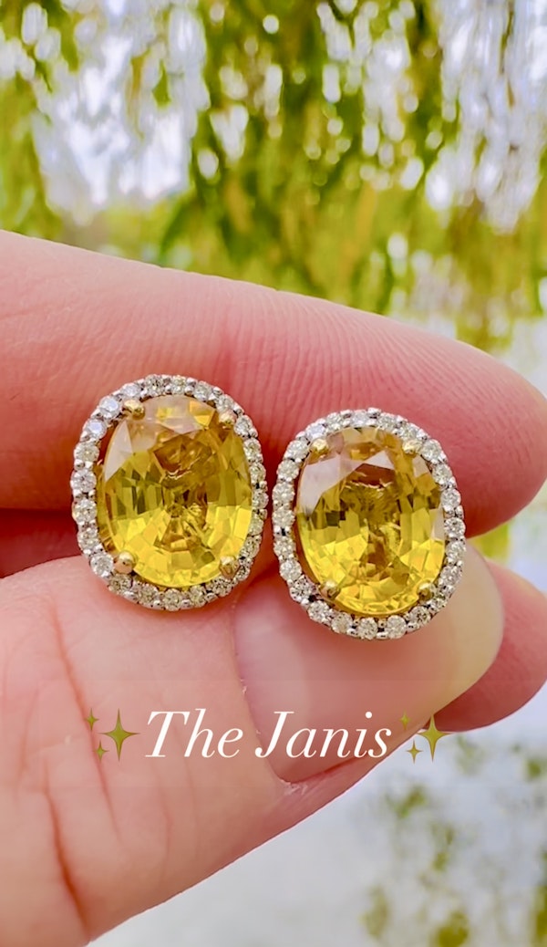 7.16ct Yellow Sapphire & 0.36ct Diamond Earrings - image 7