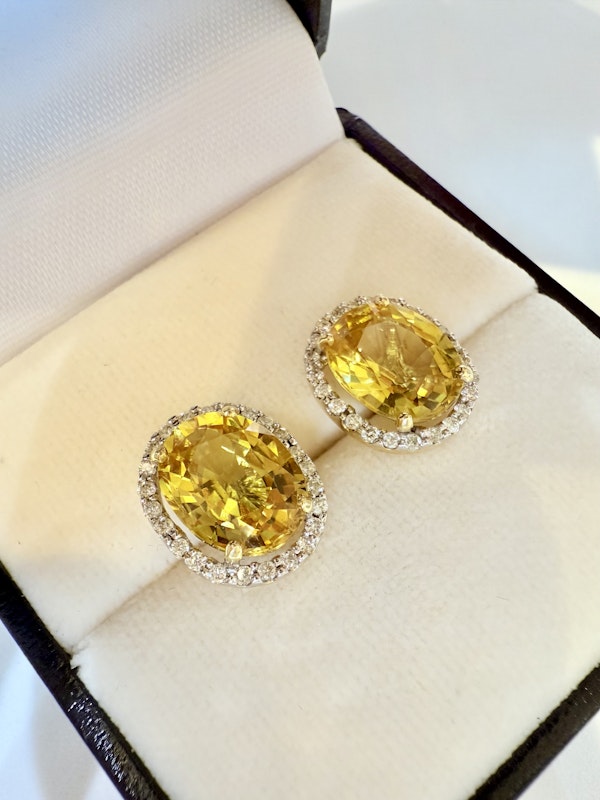 7.16ct Yellow Sapphire & 0.36ct Diamond Earrings - image 5