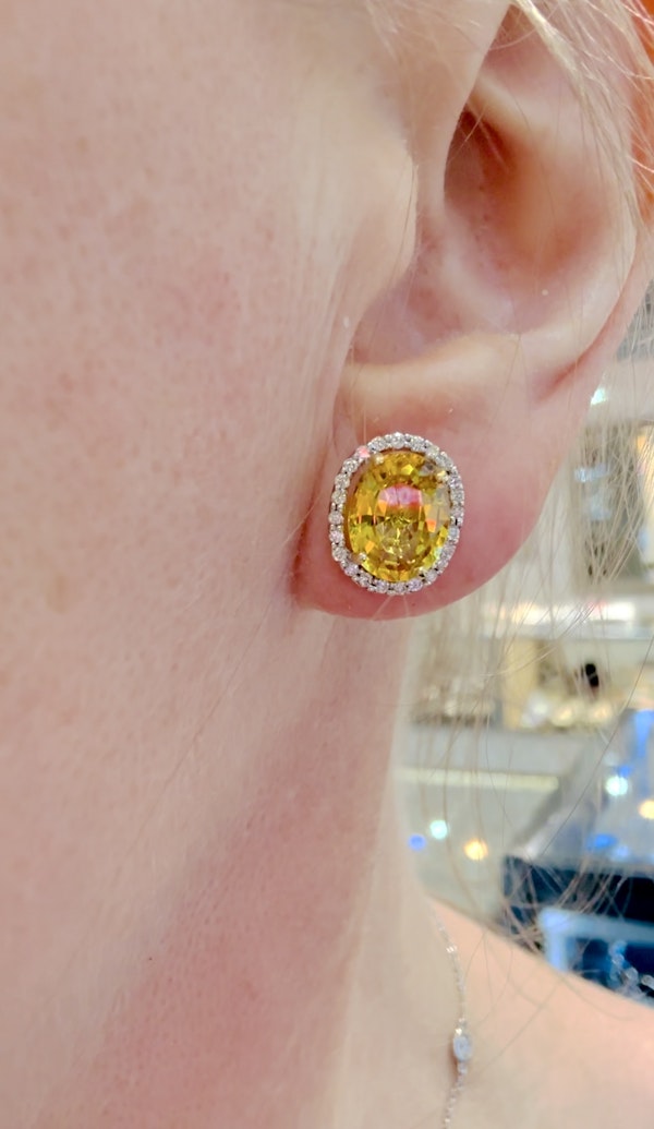 7.16ct Yellow Sapphire & 0.36ct Diamond Earrings - image 6