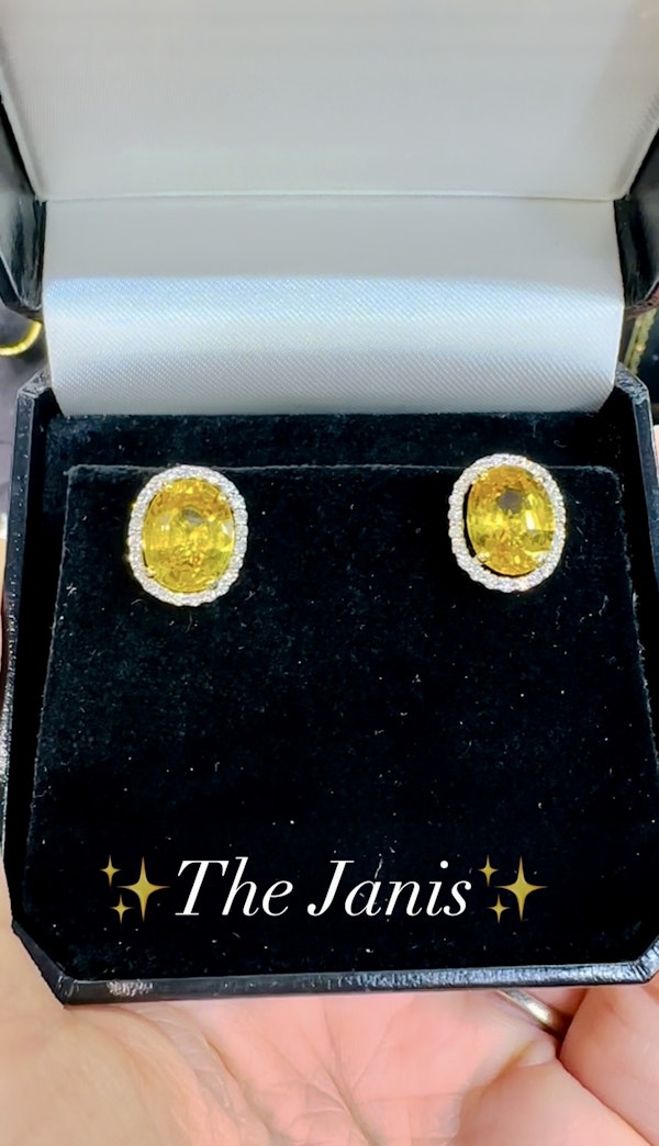 7.16ct Yellow Sapphire & 0.36ct Diamond Earrings - image 3
