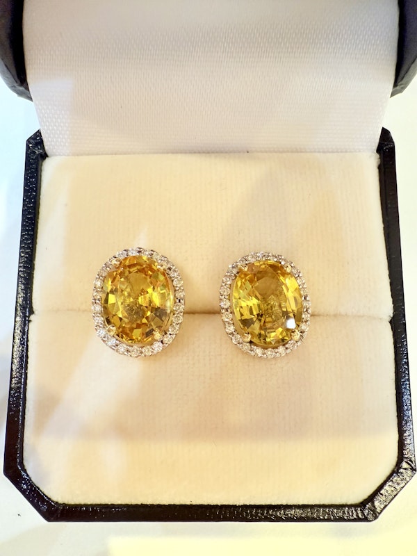 7.16ct Yellow Sapphire & 0.36ct Diamond Earrings - image 4