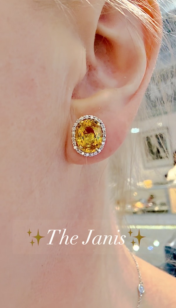 7.16ct Yellow Sapphire & 0.36ct Diamond Earrings - image 1