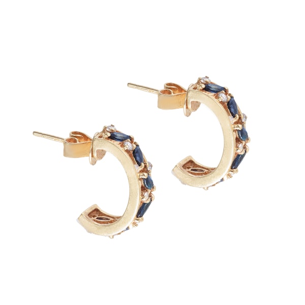 Sapphire and Diamond Earrings | 18ct Gold | English 1991 - image 2