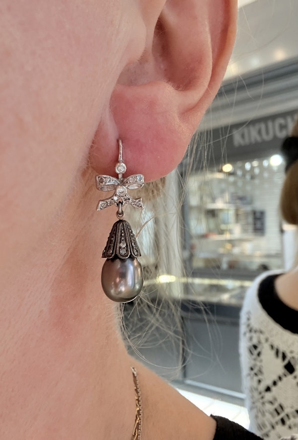 South Sea Pearl & Diamond Earrings. - image 4