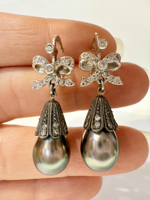 South Sea Pearl & Diamond Earrings. - image 2