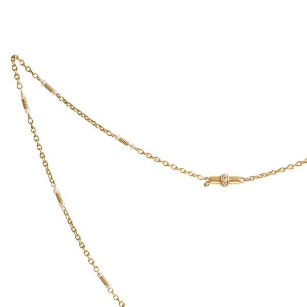 15ct Gold Pearl Chain | English c.1900s - image 2