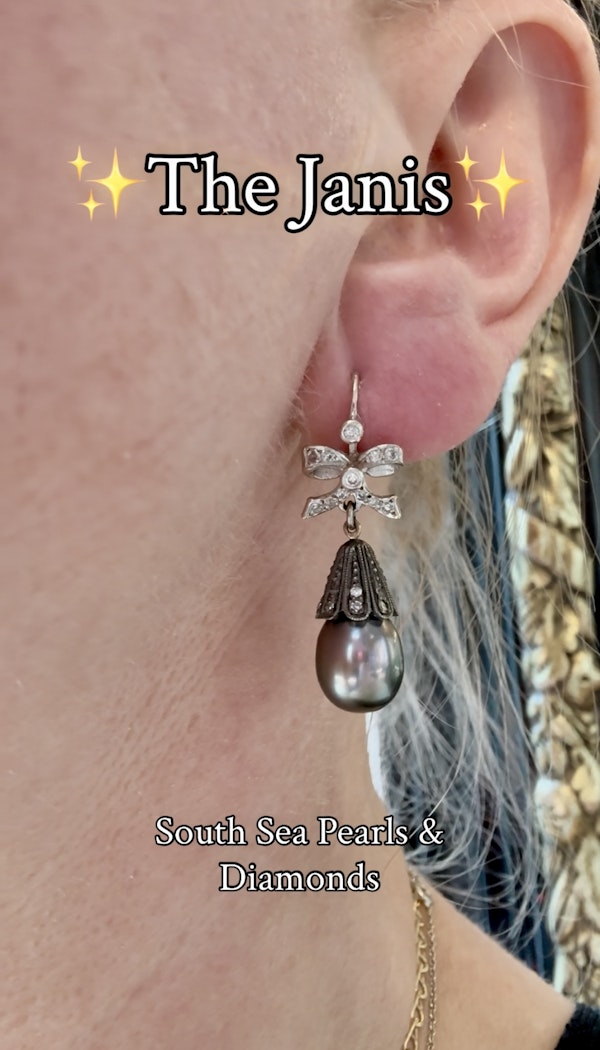 South Sea Pearl & Diamond Earrings. - image 7