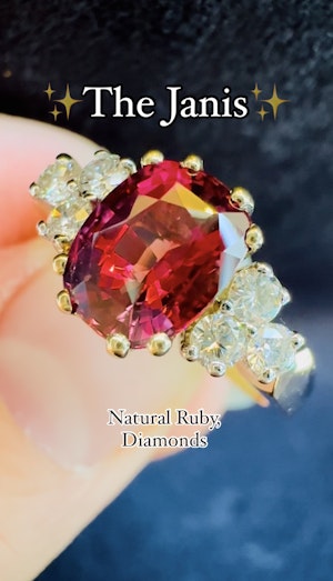 2.12ct Natural Ruby & 0.32ct Diamond Ring.