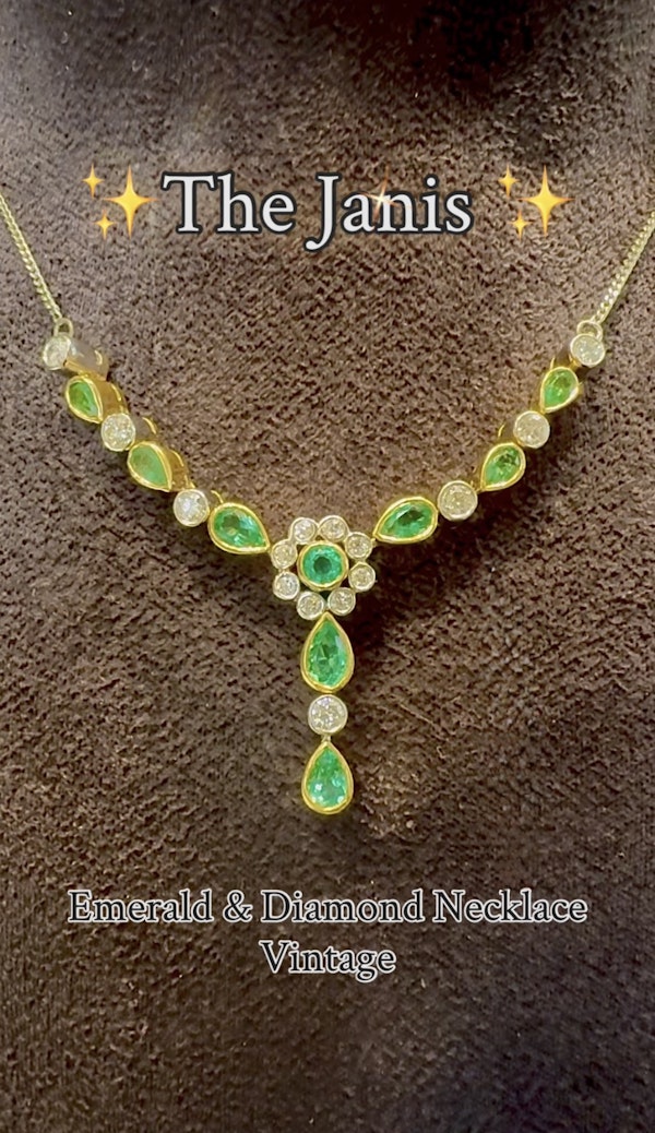 Natural Emerald & Diamond Necklace - image 2